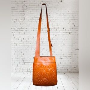 Patricia Nash HandBag Leather Crossbody Satchel Tooled Western Boho